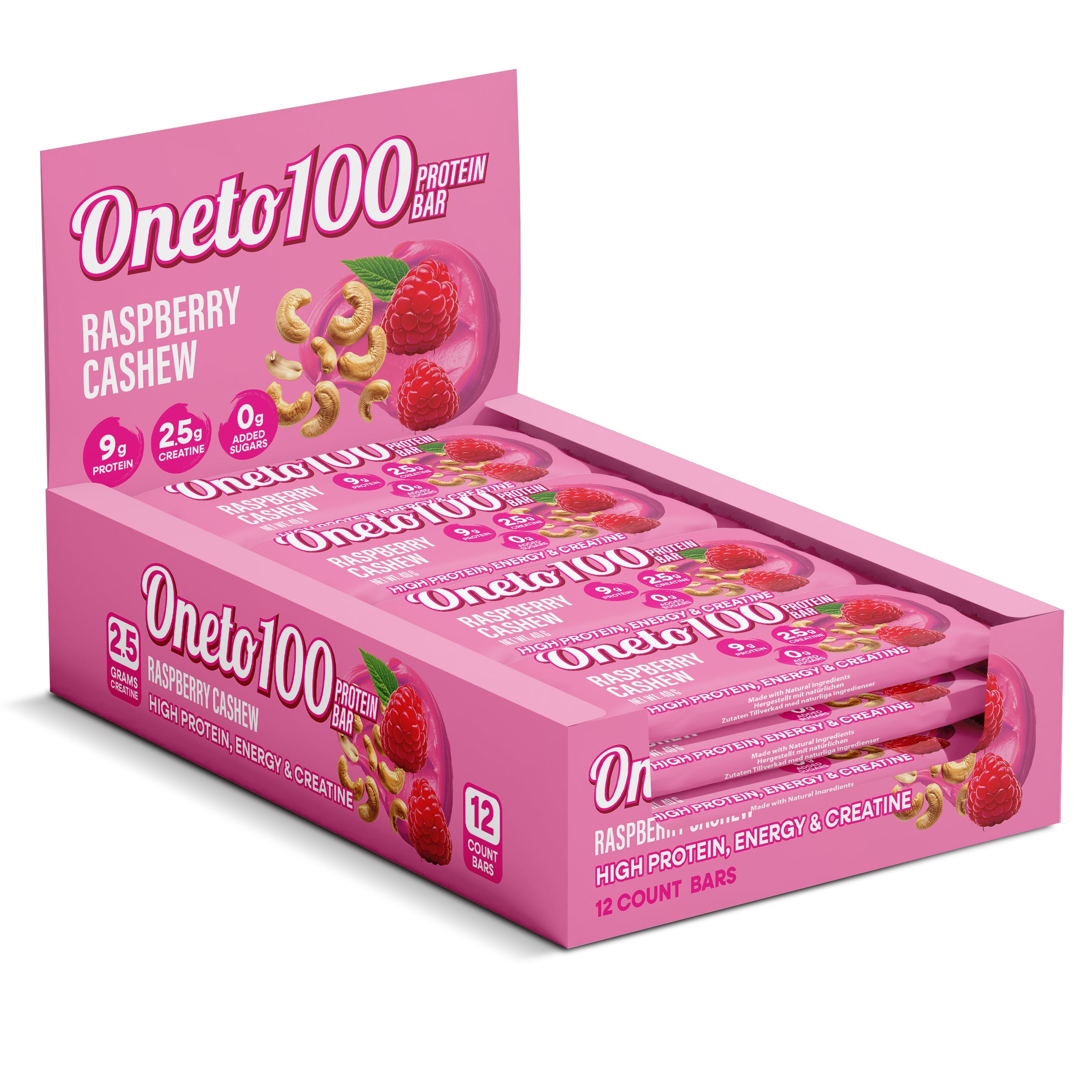 Proteinbar Raspberry/Cashew 40 g x 24, spara 157 kr!
